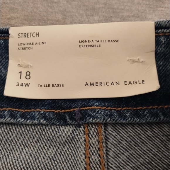 American Eagle Low-Rise A-Line Stretch Denim Skirt Size 18 - 34 W - NWT - Picture 13 of 16